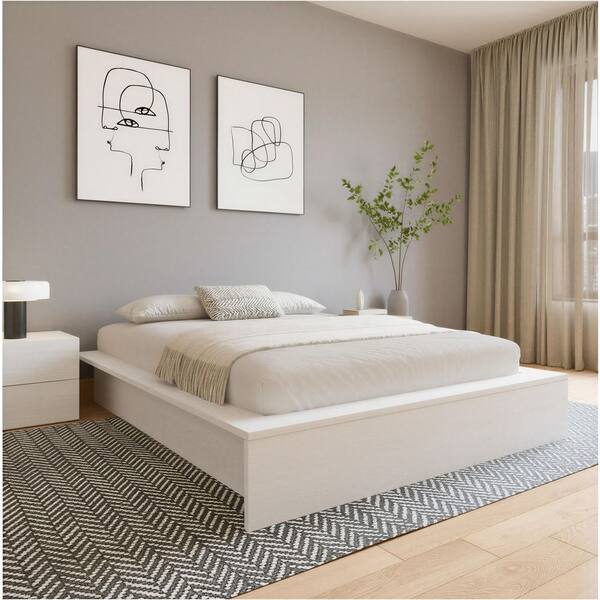 Nexera James White Frame King Size Platform Bed 238033 - The Home