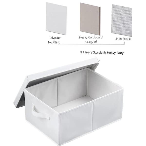 Folden Lane Small Cream White Rectangular Collapsible Storage Baskets with  Dividers, Set of 3