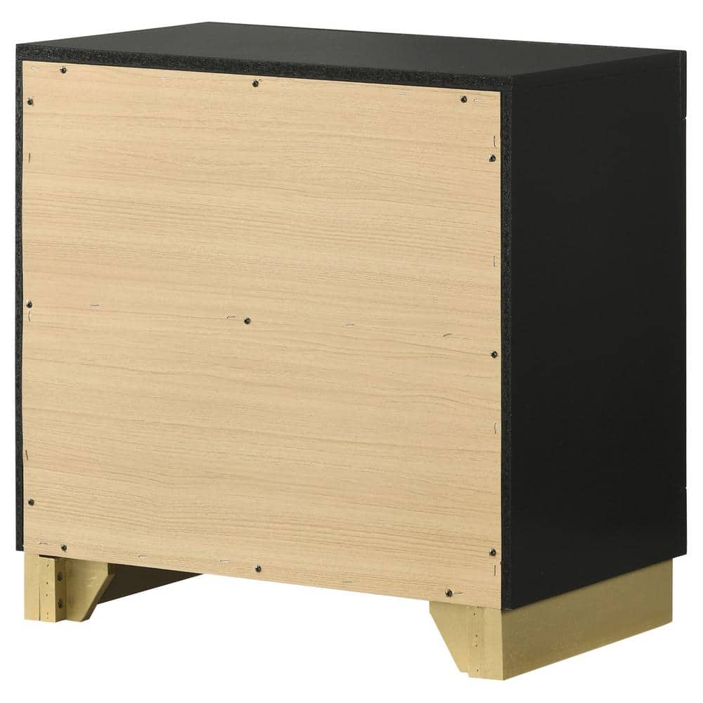 Black and Gold 2-Drawer Modern Nightstand