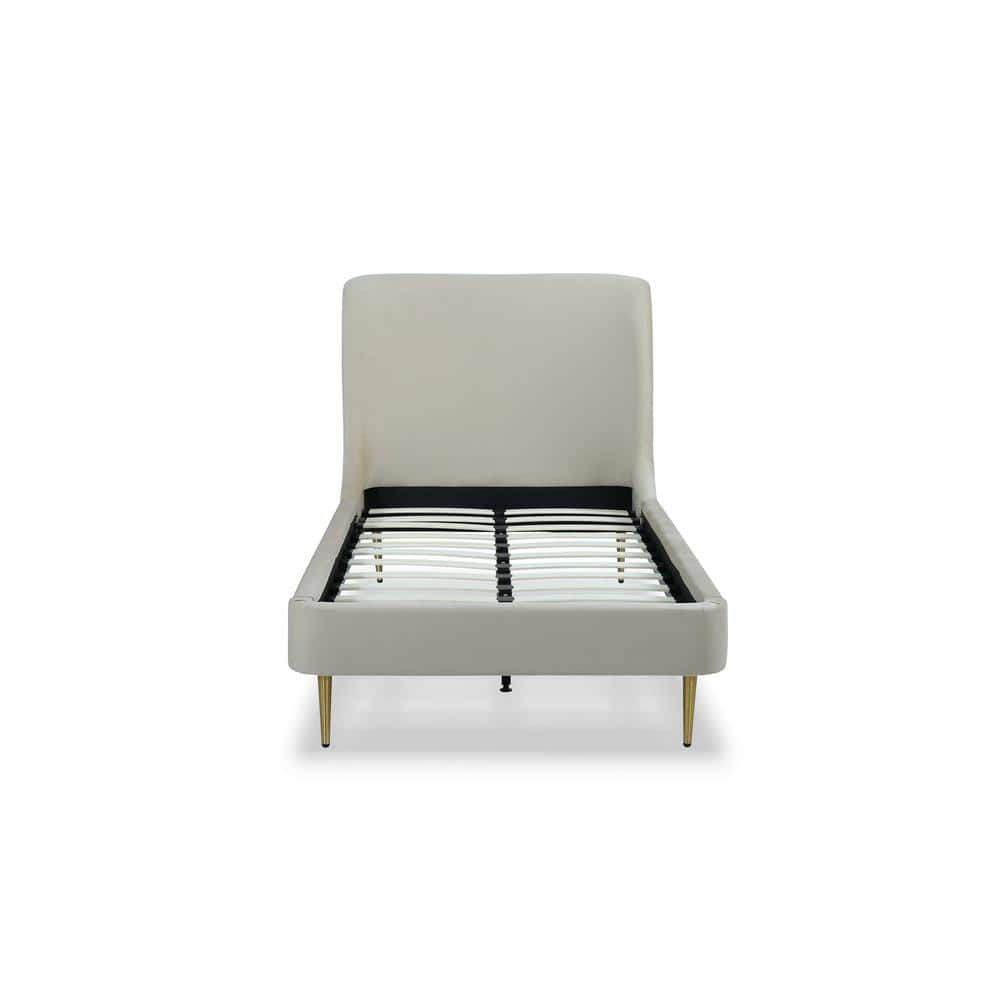 Heather Gold-Finished Twin Velvet Upholstered Bed with Slats