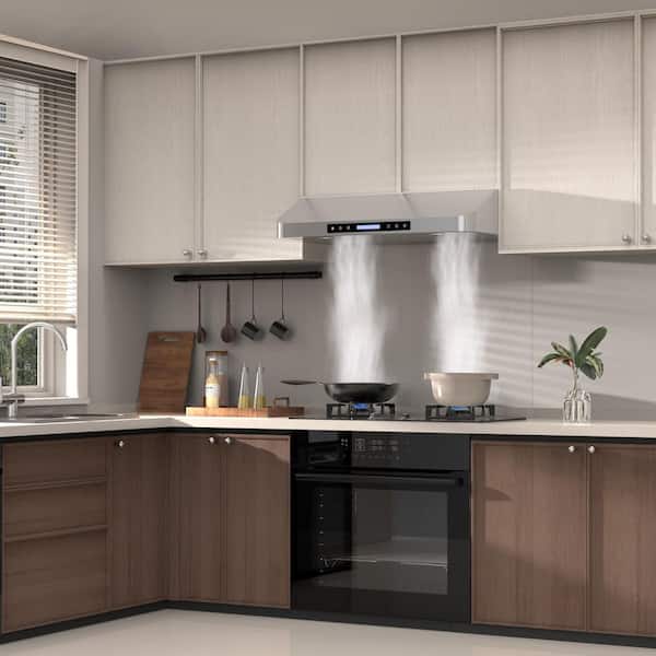 30 in. 900 CFM Ducted Under Cabinet Range Hood with 3 Venting Options, Remote, Touch Control LCD in Stainless Steel