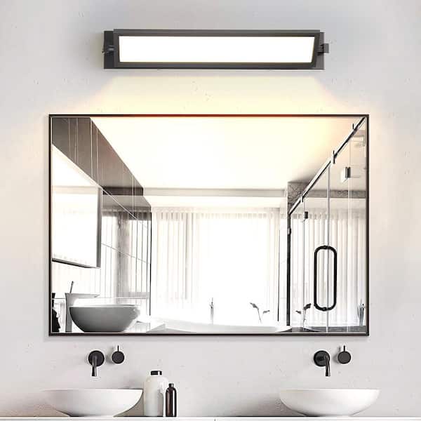 27 in. 1-Light Black Metal Artwork Rotatable Wall Sconce Lamps with LED Dimmable Light, Adjustable Brightness