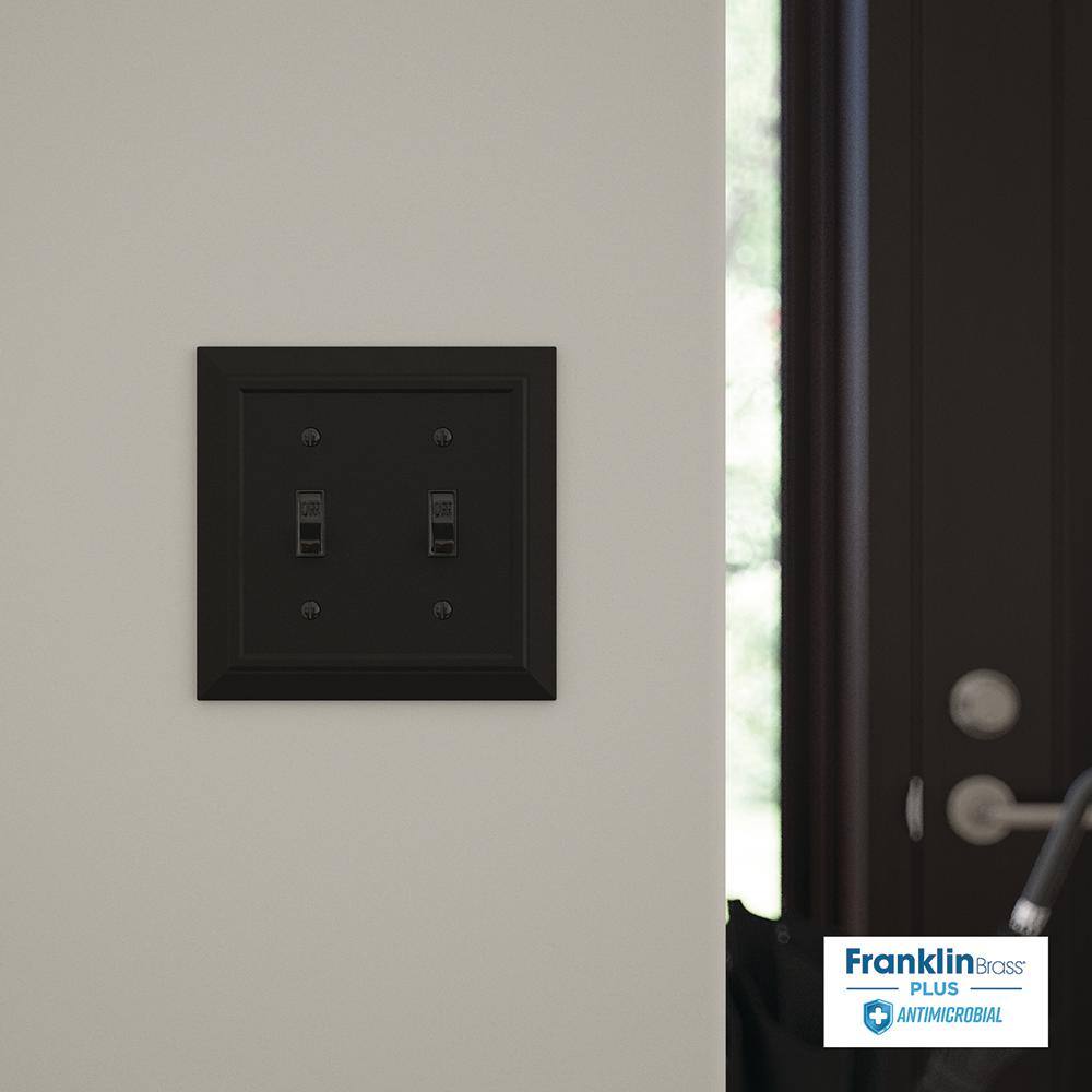 Matte Black Antimicrobial 2-Gang Decorative Wall Plate