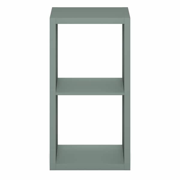 Furinno CUBICLE 29.92 in. Tall Sage Green Wood 2-Shelf Bookcase