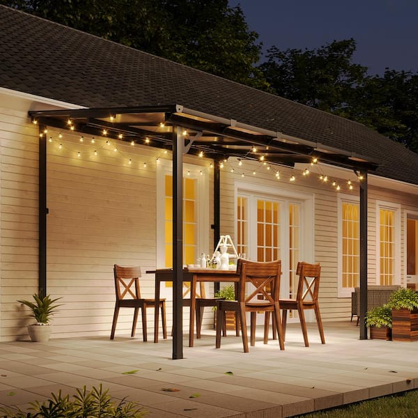 10 ft. x 8 ft. Outdoor Aluminum Wall-Mounted Gazebo Pergola for Patio Covers