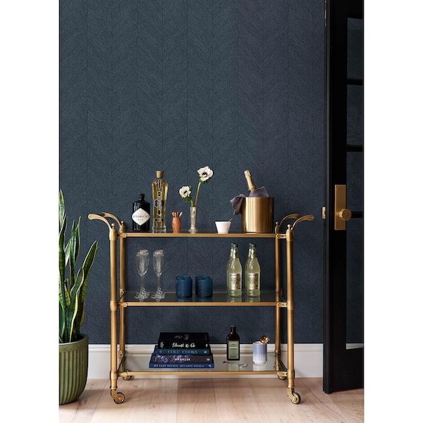 Kallam Blue Chevron Non-Pasted Wallpaper