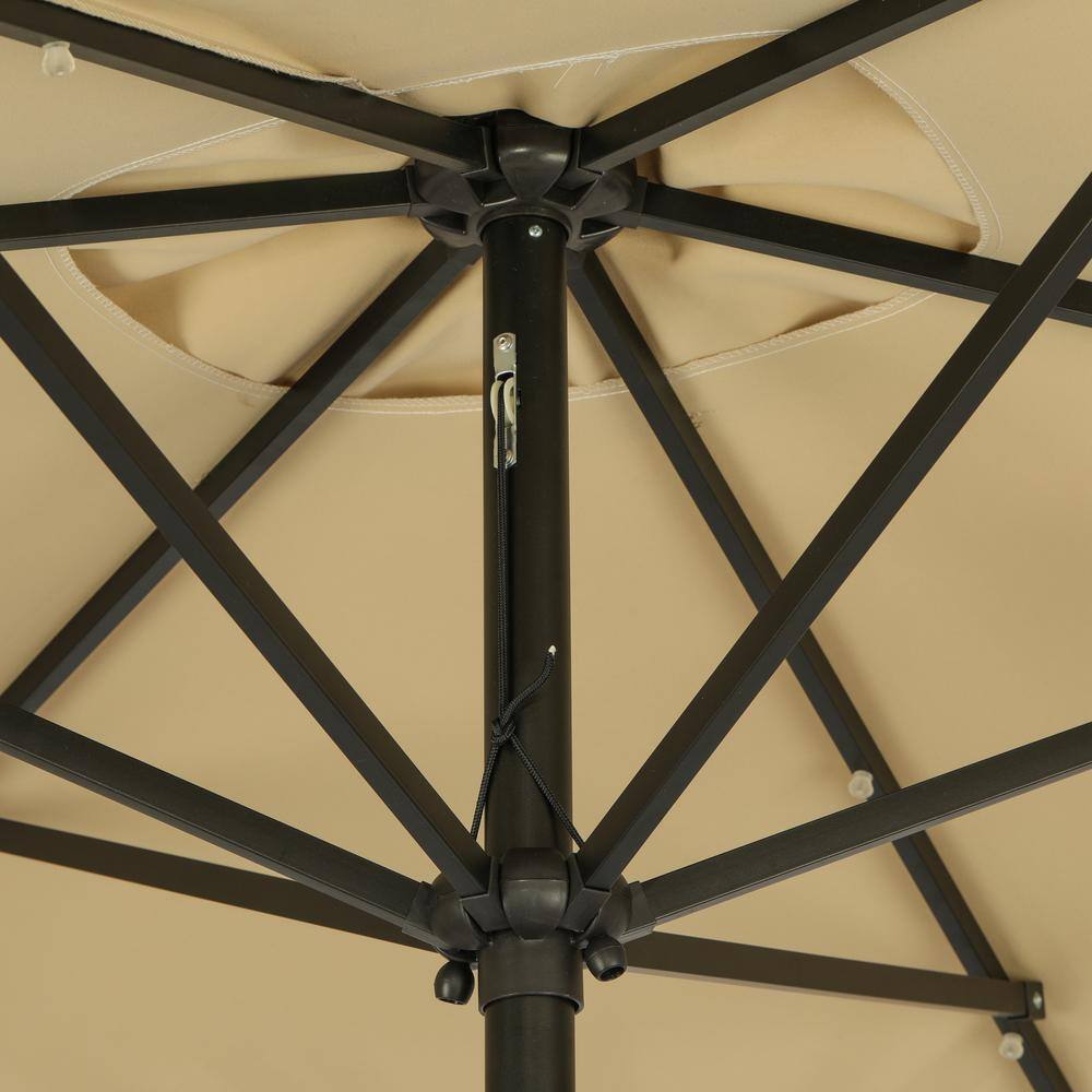 10' x 6.5' Champagne Rectangular Patio Umbrella with LED Lights
