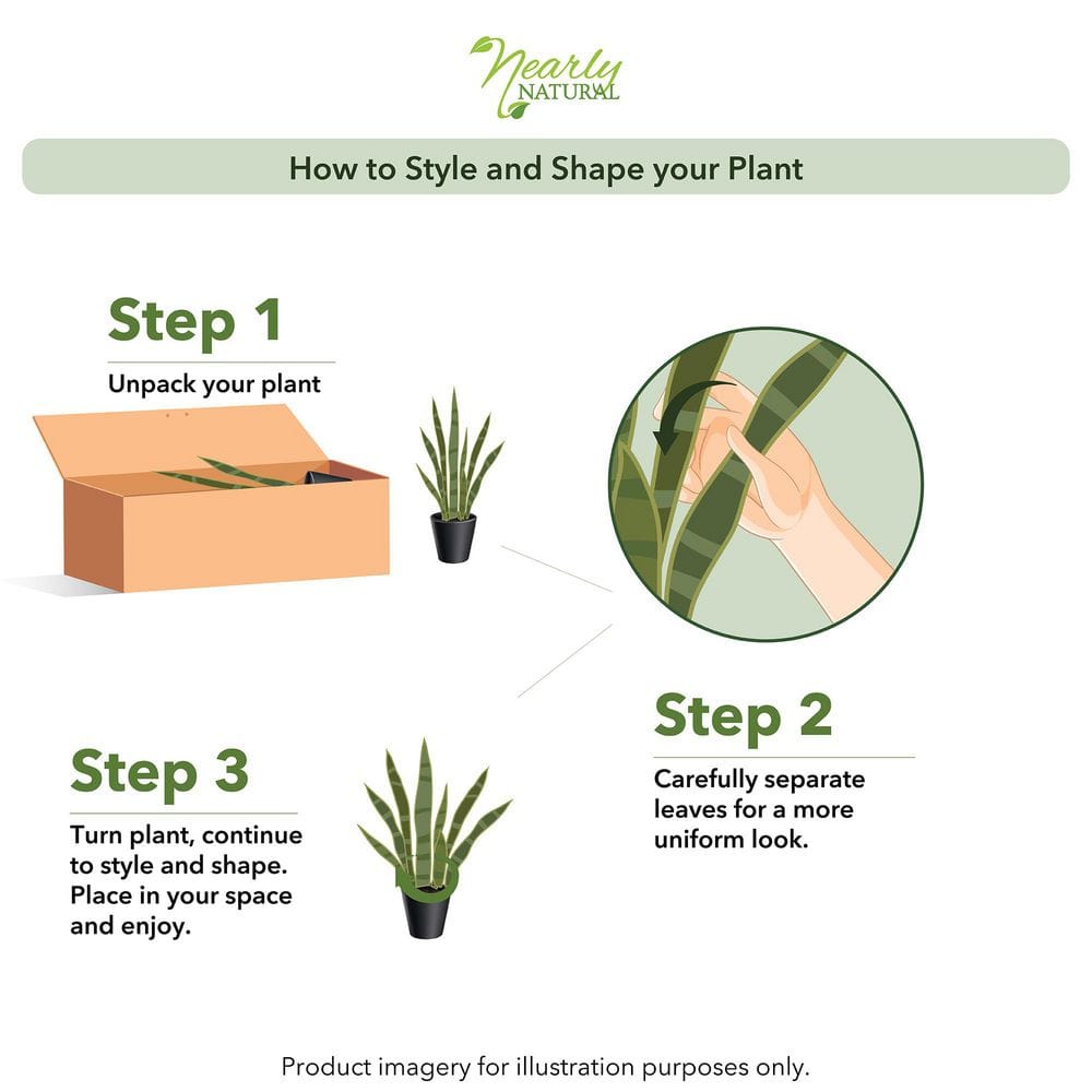 Nearly Natural Artificial Sansevieria with Black Planter