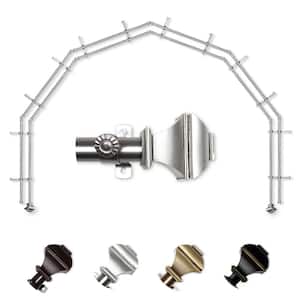 13/16" Dia Adjustable 6-Sided Double Bay Window Curtain Rod 28 to 48" (each side) with Julianne Finials in Satin Nickel
