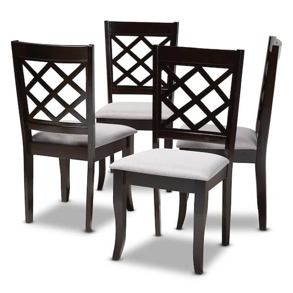 Baxton Studio Verner Gray and Espresso Fabric Dining Chair (Set of 4)
