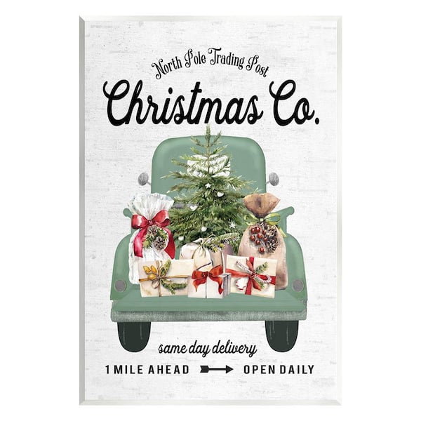 Stupell Industries Christmas Co Gift Truck by Lettered and Lined 1-Piece Unframed Graphic Print Travel Poster Art Print 19 in. x 13 in.