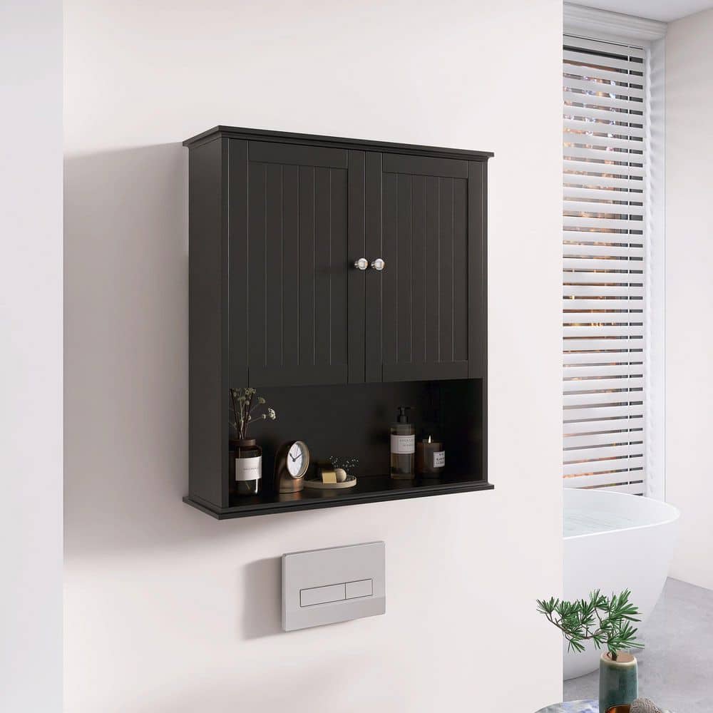 YJAY 26 in. W x 8 in. D x 29.5 in. H Bathroom Storage Wall Cabinet in Black price history on PriceWatchPro