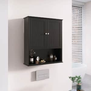 YJAY 26 in. W x 8 in. D x 29.5 in. H Bathroom Storage Wall Cabinet in Black