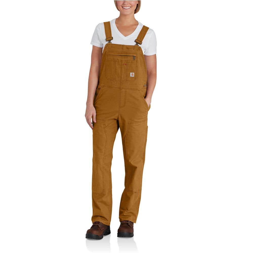 Petite Women's X-Small Short Brown Cotton/Spandex Crawford Double Front Unlined Bib Overalls, Carhartt Brown (XS)