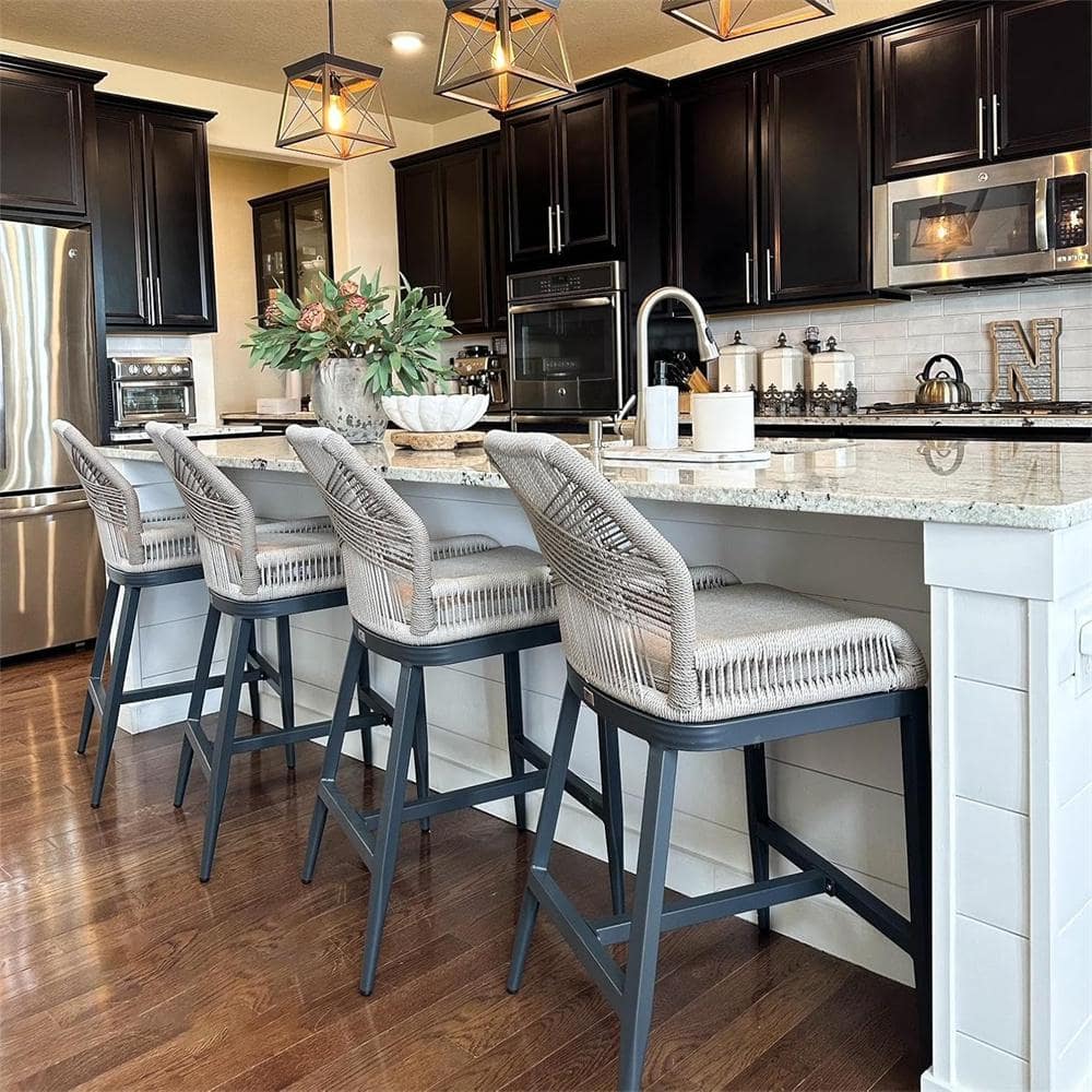 PURPLE LEAF Modern Aluminum Twill Wicker Woven Counter Height