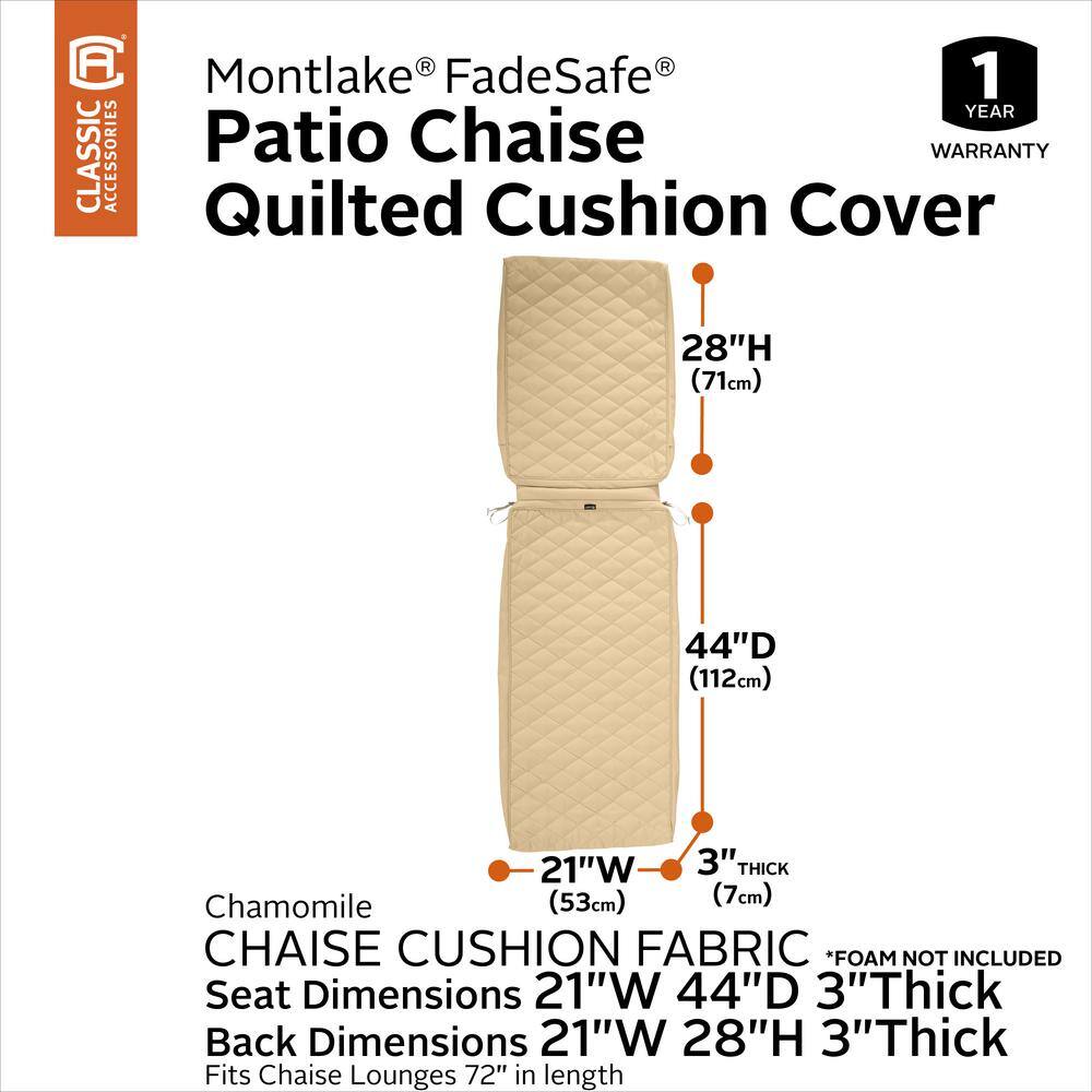 Chamomile Quilted Outdoor Chaise Lounge Cushion Cover, 72" x 21"