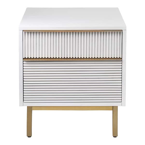 Hopper Studio Avant 2-Drawer White Nightstand 24 in. x 21 in. x 17 in.