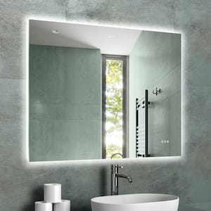 48 in. W x 36 in. H Rectangular Frameless Anti-Fog with LED Light Wall Bathroom Vanity Mirror