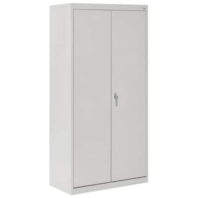 Mlezan Steel Wardrobe 72 H x 17.7D x 35.4W Combination Storage Cabinet with Clothes Rod and 4 Shelves 2 Lockable Doors, White01