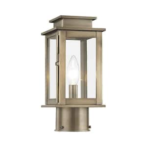 Stickland 10.5 in. 1-Light Vintage Pewter Cast Brass Hardwired Outdoor Rust Resistant Post Light with No Bulbs Included