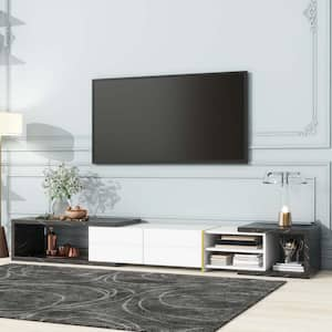 Modern Black TV Stand Fits TV's Up to 100 in. with 2 Drawers and 4 Shelves