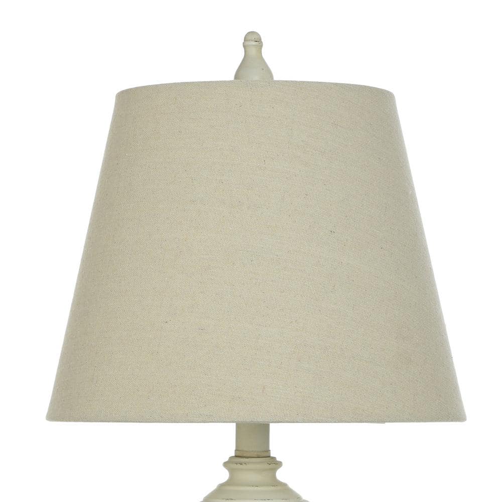 Distressed Cream Polyresin Table Lamp with Fabric Shade, 24" Height