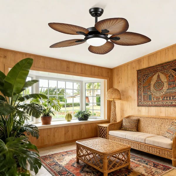 UNIFLAME fan5duo‼️ Kviflon 44 in. Indoor/Outdoor Retro 5 Palm Leaf Downrod Mount