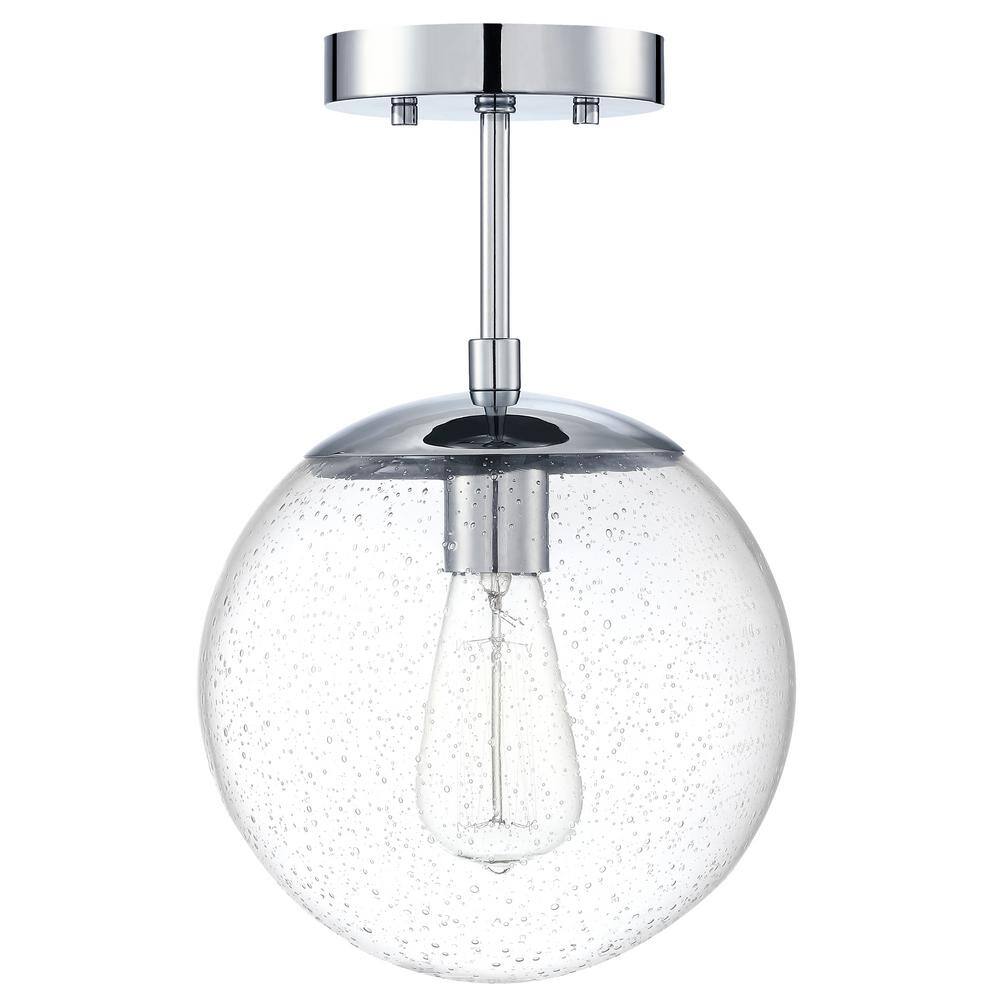 Matte Black and Chrome Glass Globe LED Ceiling Light