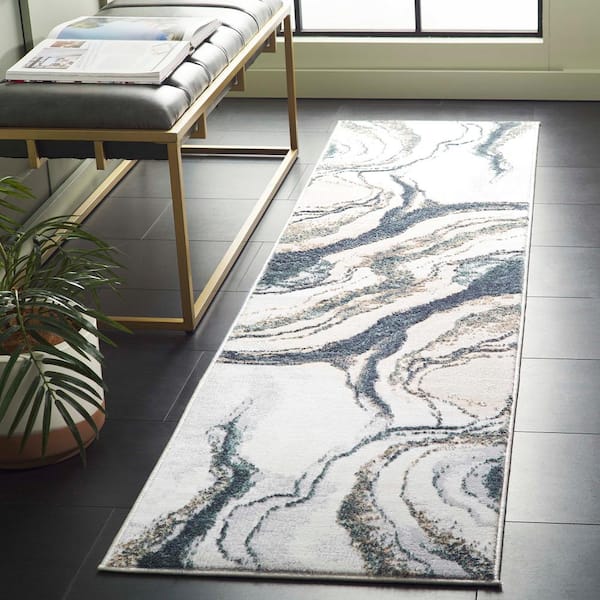 Alenia Gray/Blue 2 ft. x 8 ft. Agate 2-Toned Runner Rug