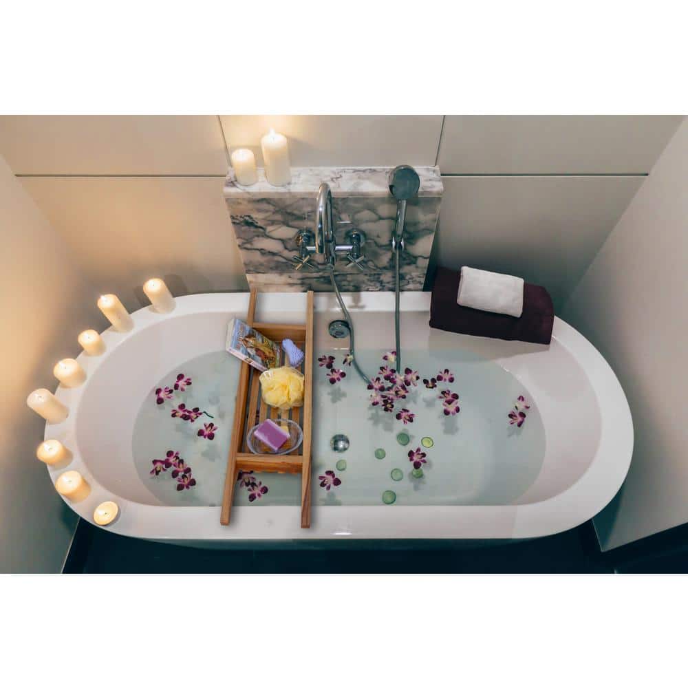 EcoDecors 29" Teak Wood Bath Caddy in EarthyTeak Finish