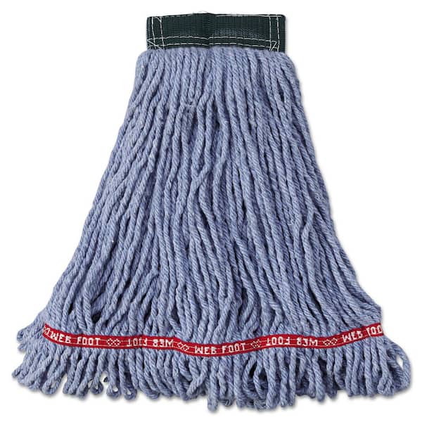 Large Rubbermaid Commercial FGA21306BL00 Web Foot Shrinkless Wet Mop 1-inch Red Headband Blue