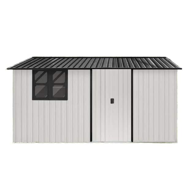 12 ft. W x 10 ft. D Metal Storage Shed with Window for Garden and Backyard (105 sq. ft. )