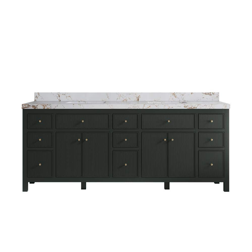 Sonoma 84 in. W x 22 in. D x 36 in. H Double Sink Bath Vanity in Dark Green with 2 in. Viola Gold qt. Top price history on PriceWatchPro