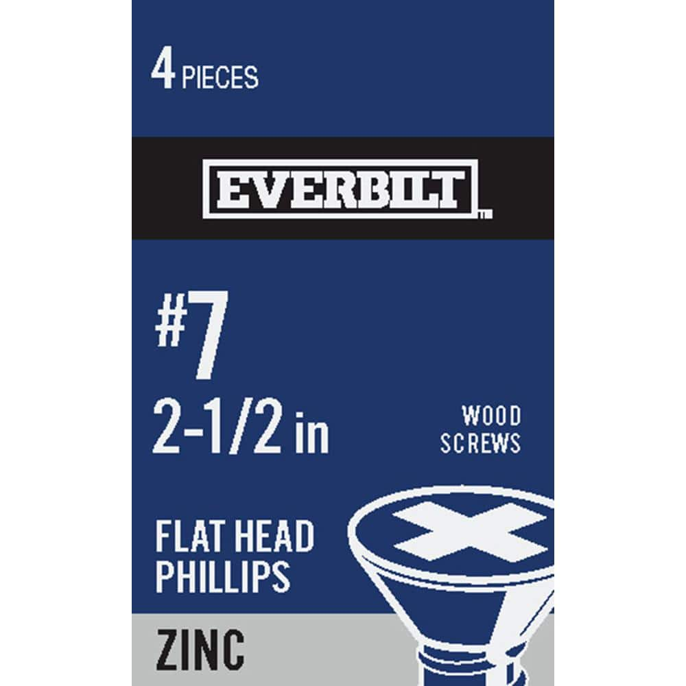 Everbilt #7 X 2-1/2 In. Zinc Plated Phillips Flat Head Wood Screw (4 ...