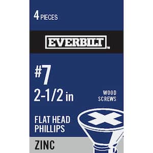 #7 x 2-1/2 in. Zinc Plated Phillips Flat Head Wood Screw (4-Pack)