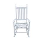 White Wooden Porch Outdoor Rocking Chair with Gray Cushion