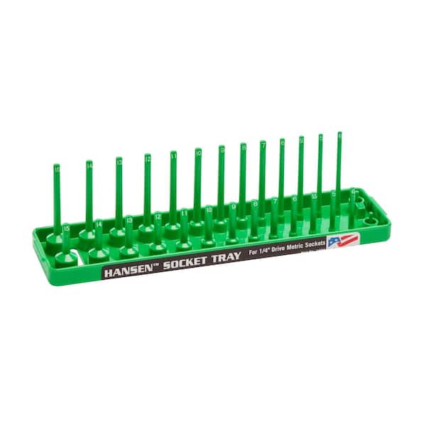 1/4 in. Drive Metric 2 Row Socket Holder in Green