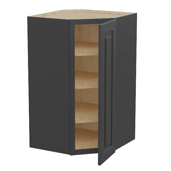 Home Decorators Collection Grayson 23 in. W x 15 in. D x 42 in. H Assembled Plywood Diagonal Wall Kitchen Cabinet in Deep Onyx with Soft Close