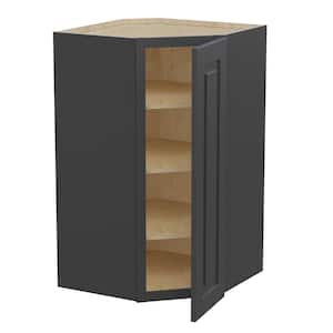 Grayson Deep Onyx Plywood Shaker Assembled Diagonal Corner Kitchen Cabinet Soft Close 24 in W x 12 in D x 42 in H