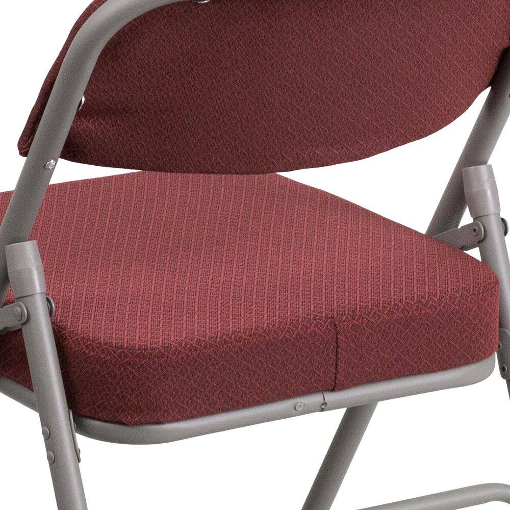 Burgundy Fabric Armless Metal Folding Chair