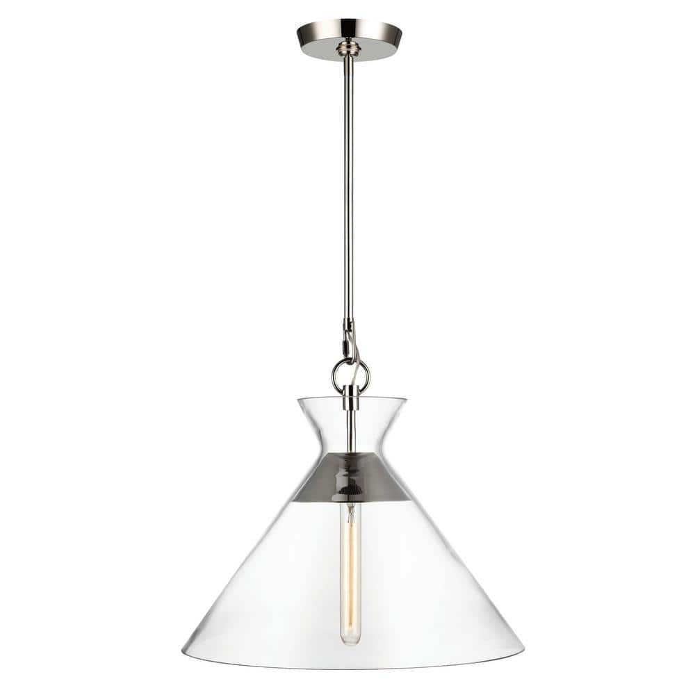 Atlantic Polished Nickel 1-Light Clear Glass Pendant