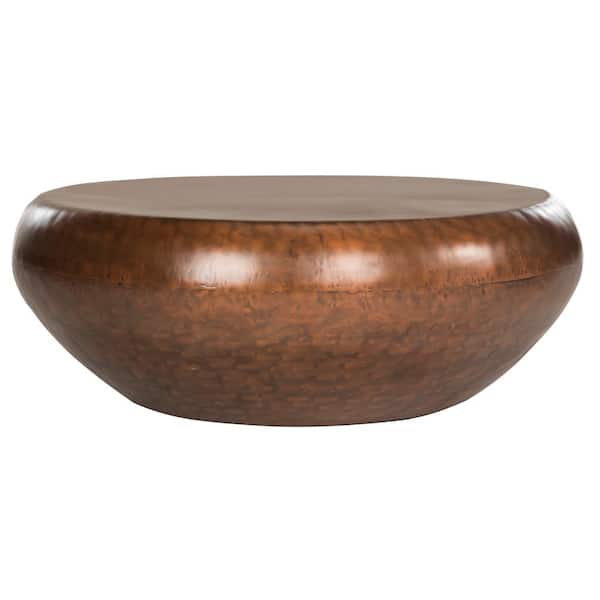 SAFAVIEH Patience 39 in. Copper Round Metal Top Coffee Table