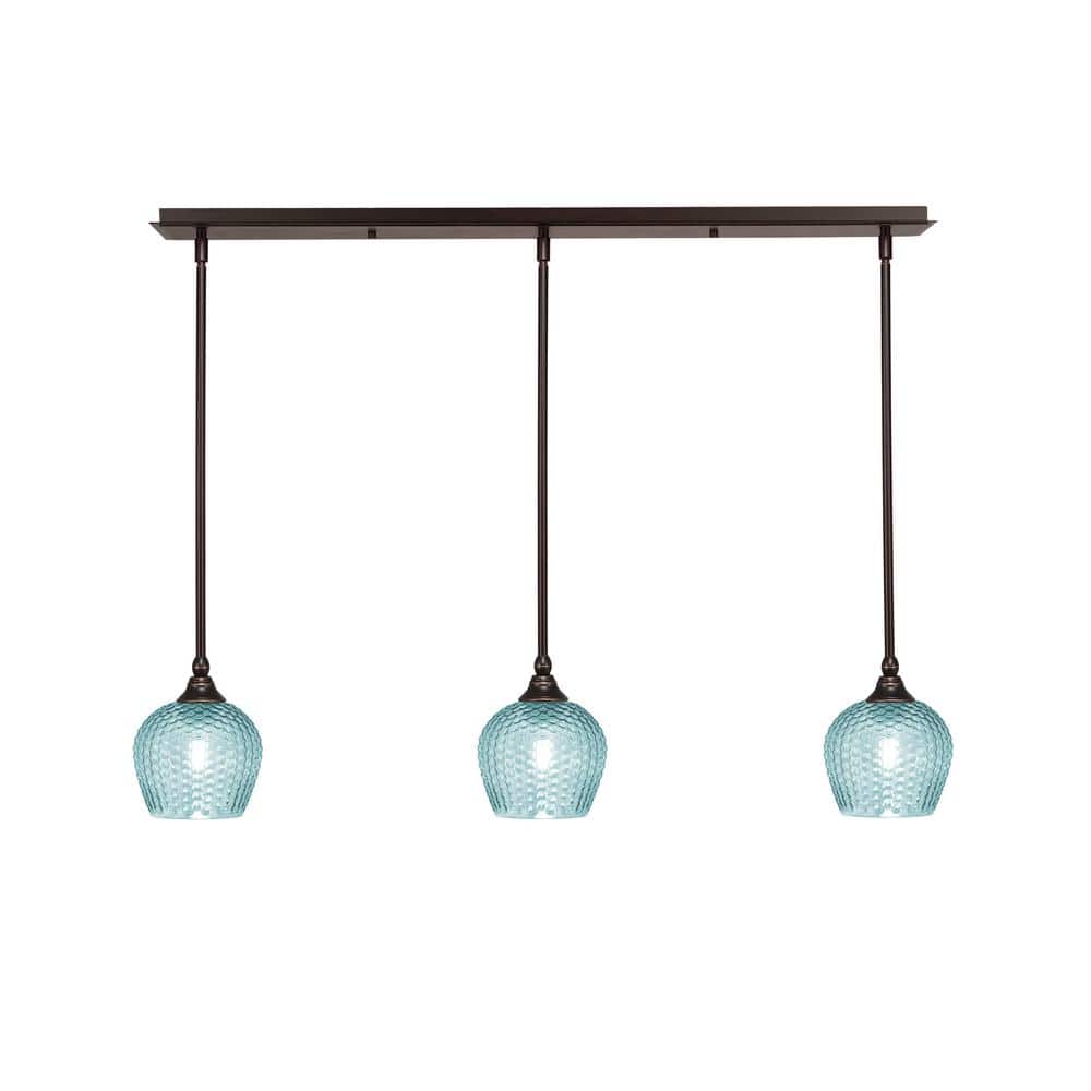 Livingston 100-Watt 3-Light Dark Granite Shaded Pendant Light with 6 in. Tu