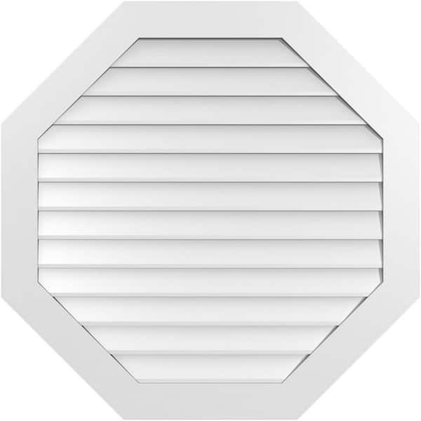 Ekena Millwork 40 in. x 40 in. Octagonal Surface Mount PVC Gable Vent: Decorative with Standard Frame