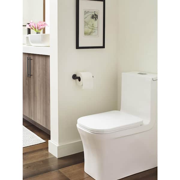 Arrondi Single Post Tissue Roll Holder in Matte Black