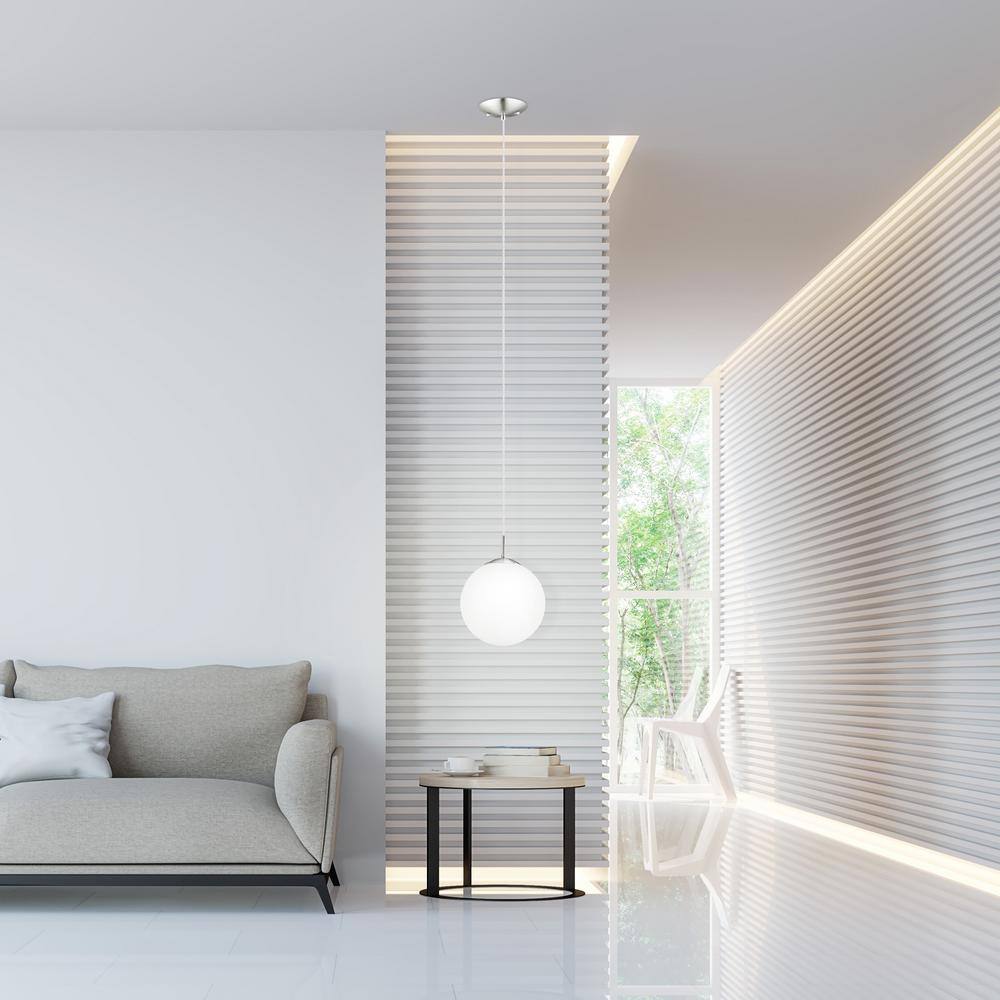Modern Globe Nickel & Glass Pendant Light with Adjustable Height
