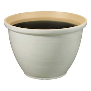 Giselle Large Cream Plastic Round Planter with Drainage Pluge (18 in. L x 18 in. W x 12 in. H)