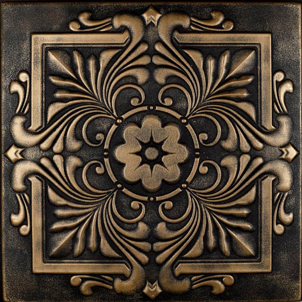 Victorian Black Brass 1.6 ft. x 1.6 ft. Decorative Foam Glue Up Ceiling Til