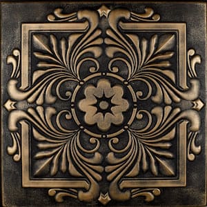 Victorian Black Brass 1.6 ft. x 1.6 ft. Decorative Foam Glue Up Ceiling Tile (21.6 sq. ft./case)