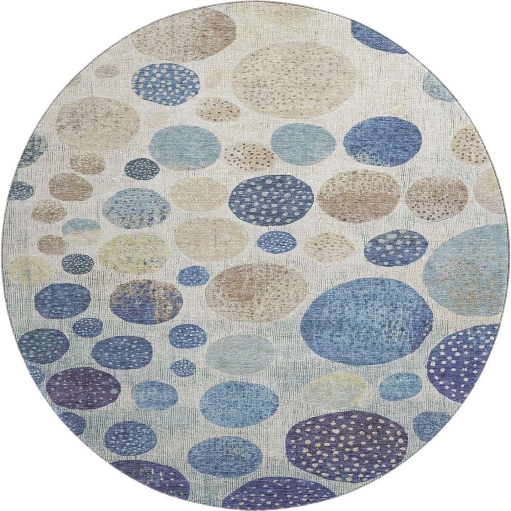 Mayfield Premium Machine Washable Abstract AMF1952 Navy 8 ft. x 8 ft. Round Rug price history on PriceWatchPro